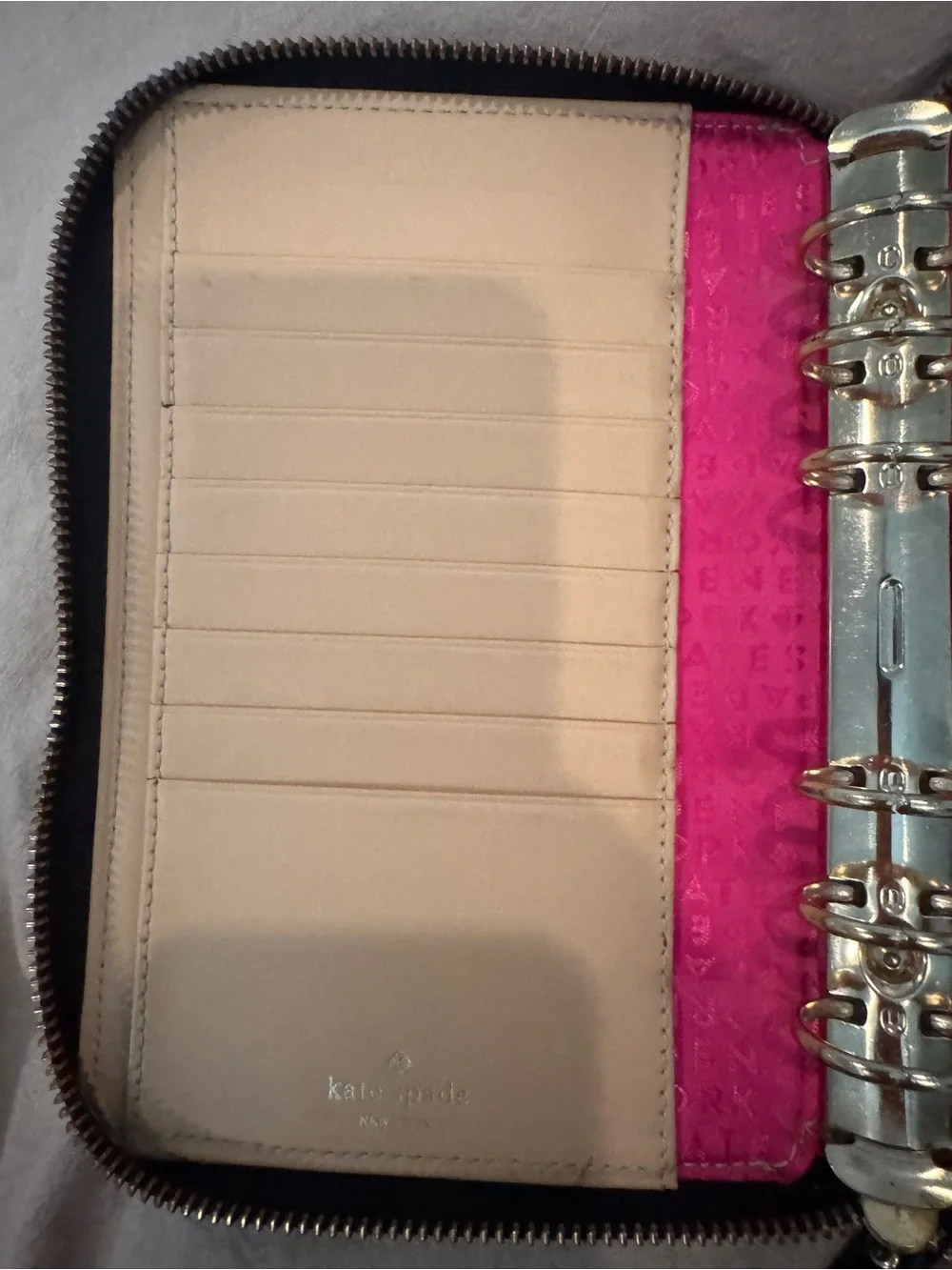 kate spade Black Leather Zip Agenda/Organizer